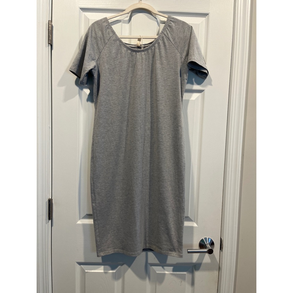 PinkBlush Maternity Heather Grey Short Sleeve Scoop Neck T-Shirt Midi Dress NWT
